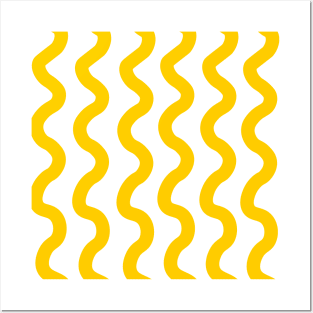 Yellow vertical curly wavy lines pattern Posters and Art